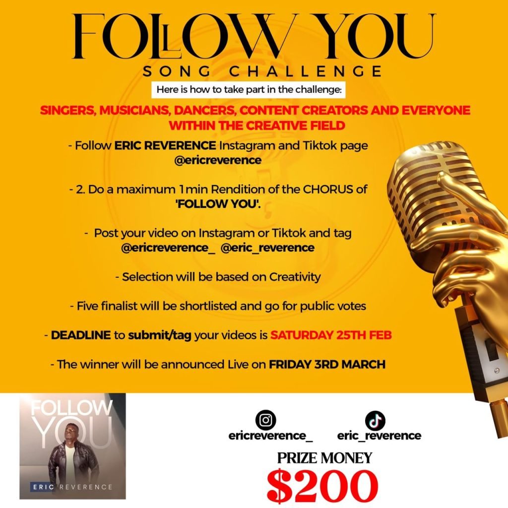 $200 Up For Grabs As Eric Reverence Announces Follow You Challenge 